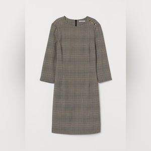Preppy beige plaid work dress